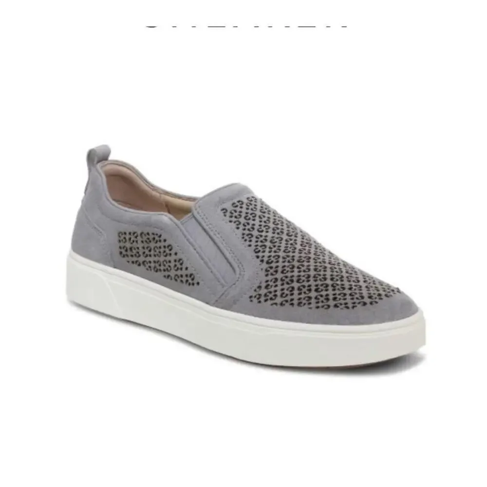 VIONIC Kimmie Perf Slip-On Sneaker Gray Leather Comfort Arch Support Shoes -Sz 6